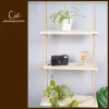 swing jute hanging shelf, imported pine wood material, sturdy shelf, able to bear heavy objects, resistant to mold, space-saving