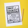 saigon banh mi, woodcut artprint, depicting traditional banh mi vendor, artistic masterpiece