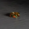 “Kỳ” Metal Ring With Hand-Drawn Leather, Gold Color, Wisdom Of Life, Four Arts Collection, Luxury Rings, Art Accessories, Unique Gifts