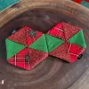 The Set of 2 Hexagonal Coasters features a bright color palette and artistic fabric design, making them perfect for festive decor, a thoughtful handmade gift, or the ideal Christmas gift