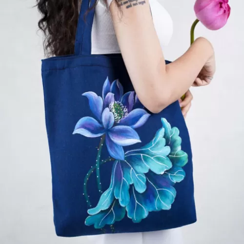 túi tote vẽ tay, bộ sưu tập hoa, túi tote handmade họa tiết vẽ hoa bắt mắt, chất vải dày dặn, co giãn tốt, đựng được đến 7kg