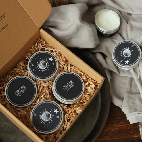 Gift Box Of 4 “Feel Your Soul” Handmade Soy Candle Tins, chusvn, chus, Chia Kandles