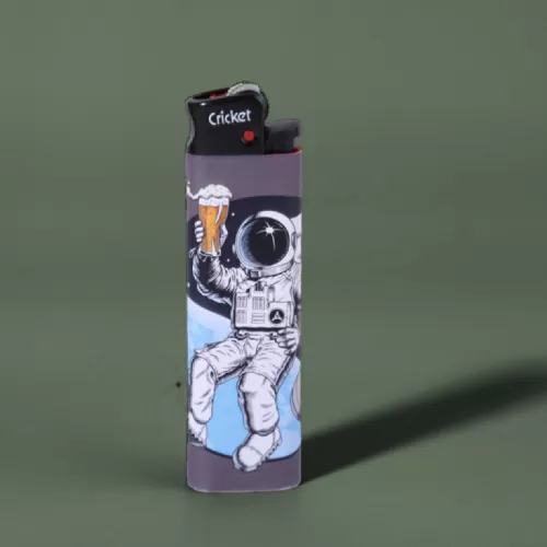 astronaut lighter, a unique accessory, harmonious colors, captivating design inspired by the vast universe