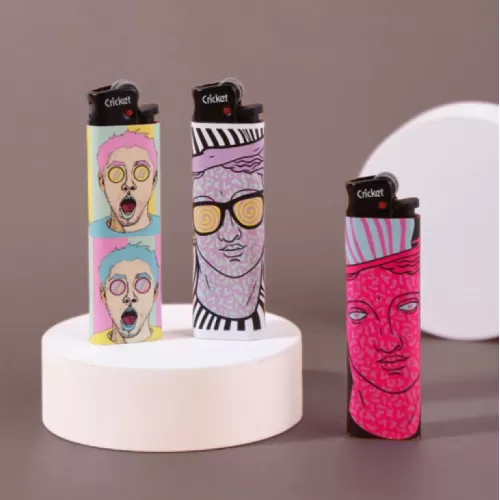 pop art style lighter, bold and free artistic style, creative drawing style, unique accessory, gift for friends