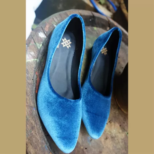 light blue velvet handmade low heels, 3cm high heels, medium sole velvet shoes, light blue velvet shoes