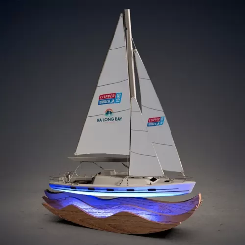 mô hình du thuyền buồm led lucky l600.s1, trang trí đèn led, quà tặng độc đáo, chất liệu composite, quà tặng, cao cấp, trang trí, hahawave, chus