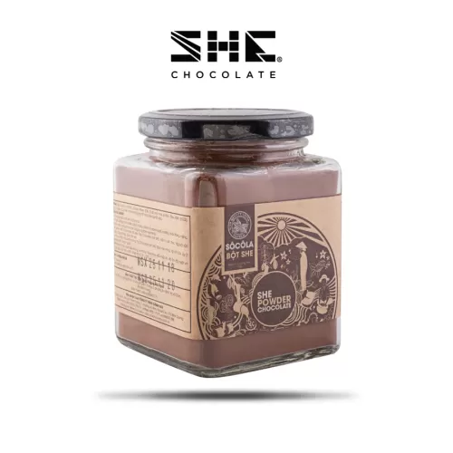 170g bột socola nguyên chất, hũ thủy tinh, chứa socola đen và cacao mass, hũ thủy tinh sang trọng, phù hợp làm quà tặng