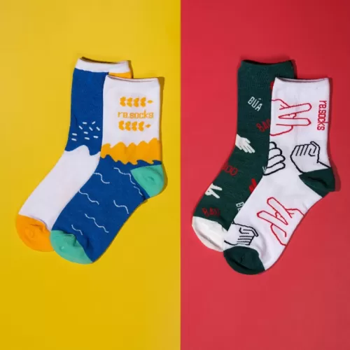 set of 3 pairs of recycled socks - the colorful, unisex socks, recycled fiber socks, high-cut socks, sweat-absorbing socks