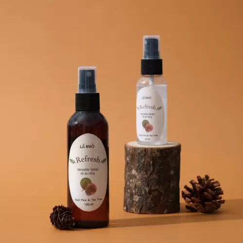 refresh versatile spray, red pine and tea tree ingredients, effective antibacterial and deodorizing, gentle and relaxing fragrance