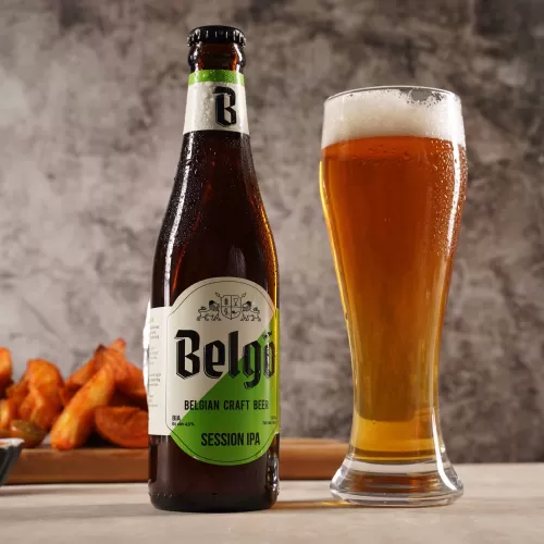 belgo session ipa beer (40 ibu), flavor profile from 5 hop varieties, suitable for pairing with cheese or salads