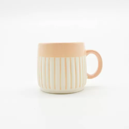 cốc sứ điêu khắc sọc màu pastel, lina pottery , chus