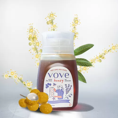 mật ong hoa nhãn vove, chất lượng cao, không chứa chất gia phụ, hương vị ngọt ngào và thanh mát, có ích cho sức khỏe
