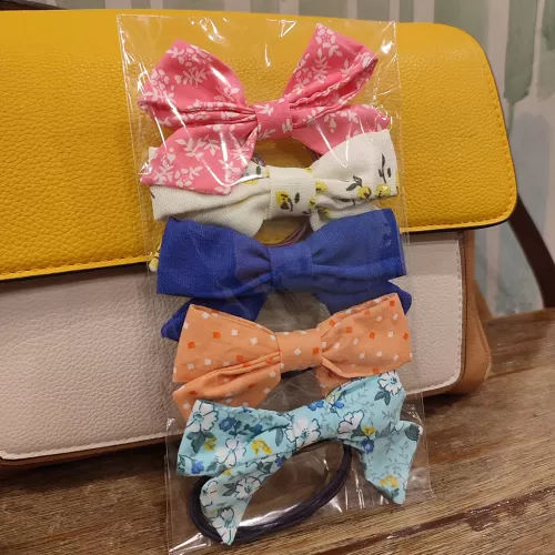 random color bow tie fabric hair tie, durable hair tie, doesn't cause hair loss, cute hair accessory, lovely bow design