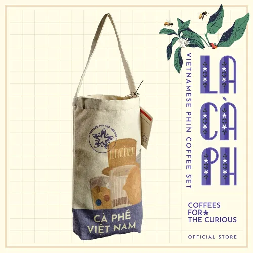 set cà phê phin việt nam, tặng kèm túi tote canvas, lacàph, chus