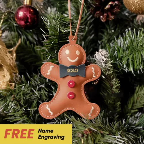 gingerbread man leather ornament, christmas decoration, christmas tree decoration, door handle hanging