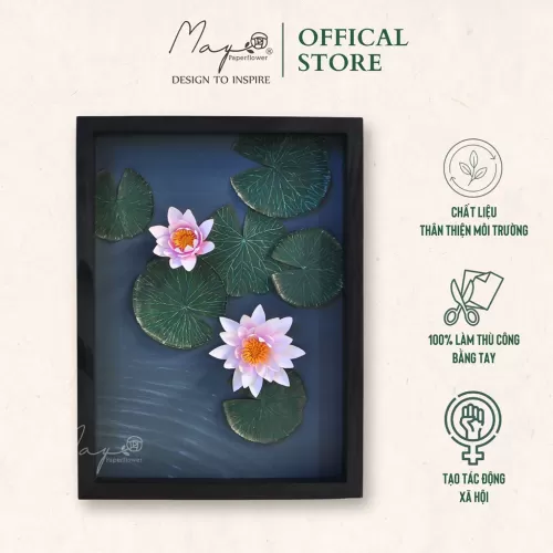 Paper Flower Painting, “Khe Cham” MAYPAPERFLOWER Wooden Frame of 30 x 40cm
