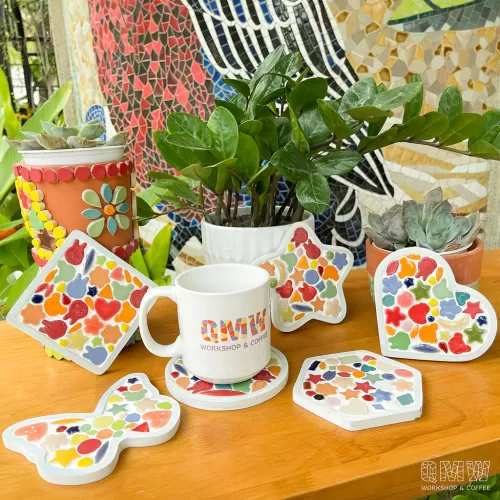 coaster diy mosaic kit for kids, toy for children, enhances creativity, bright colors, safe and high-quality product