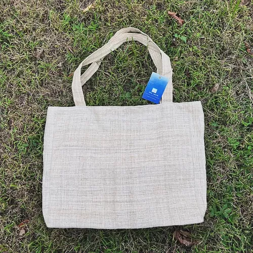 h’mong raw hemp fabric tote bag, minimalist design, easy to match with outfits, spacious and wide form, fits a lot of items