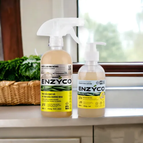 fast cleansing combo, including biological multi-purpose cleaner and hand sanitizer from pineapple enzyme, effectively cleans and safe