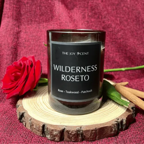 Wilderness Roseto Scented Candle, Escape To A Floral Paradise, Premium Scented Candle, Elegant Glass Jar, Luxury Packaging, Premium Gifts