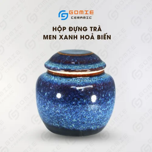 Hộp Đựng Trà Men Xanh Hỏa Biến, Gốm Sứ Bát Tràng, Thêm Tinh Tế Vào Từng Thức Uống, Lọ Đựng Trà, Lọ Đựng Cà Phê, Gốm Hỏa Biến, Gốm Cao Cấp