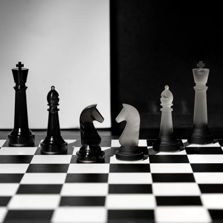 lumina chess, monochrome version - maztermind, strategy game, monochrome chess set, beautifully designed chess