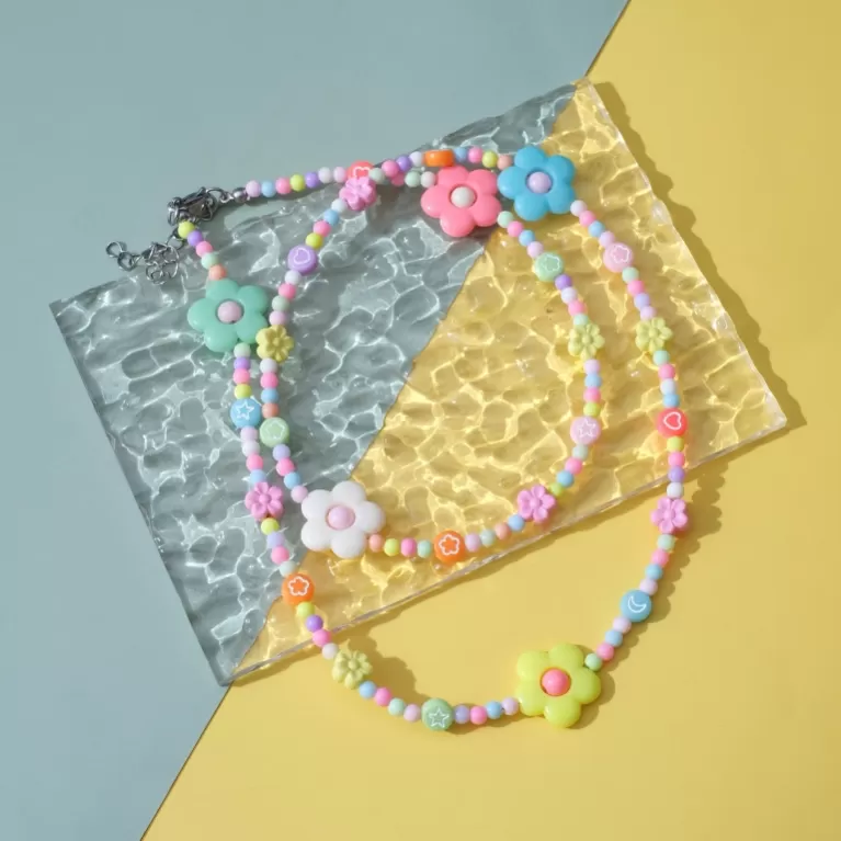 lili flower belly chain in style 1, waist-wrapping strap, colorful waist strap, floral-shaped waist strap, wrap-around bead strap