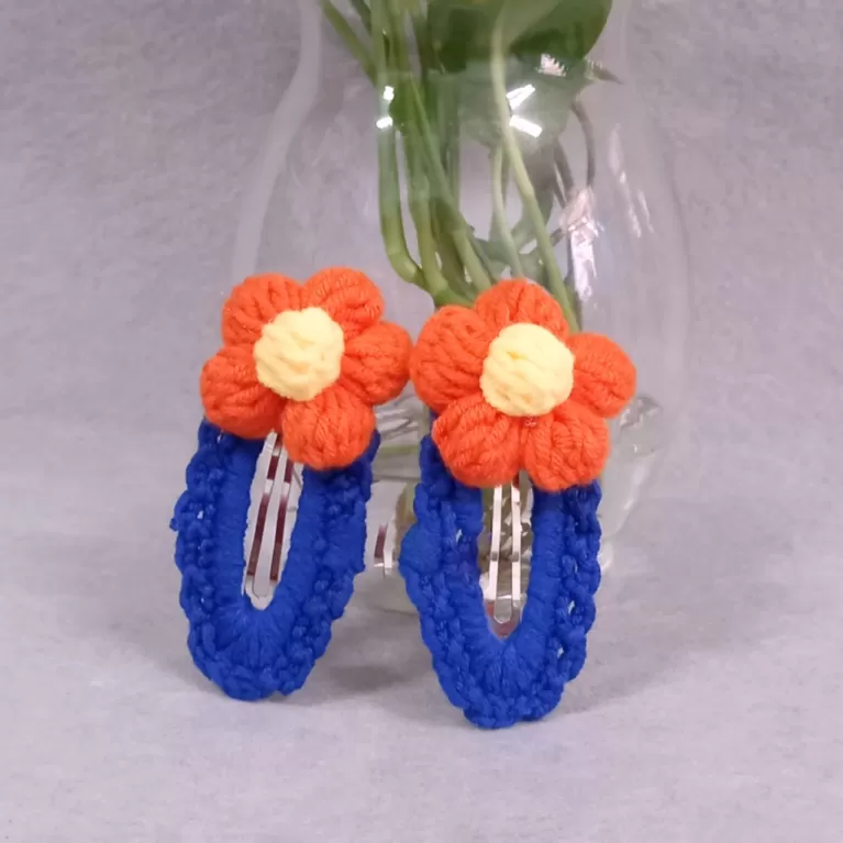 cute crochet hair clip set of two, various designs 1, cute designs, eye-catching colors, birthday gift for little girls