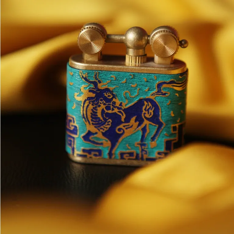 Classic Qilin Hand-Drawn Leather Lighter, Compact Leather Lighter, Copper Lighters, Personalized Lighters, Gifts For Him