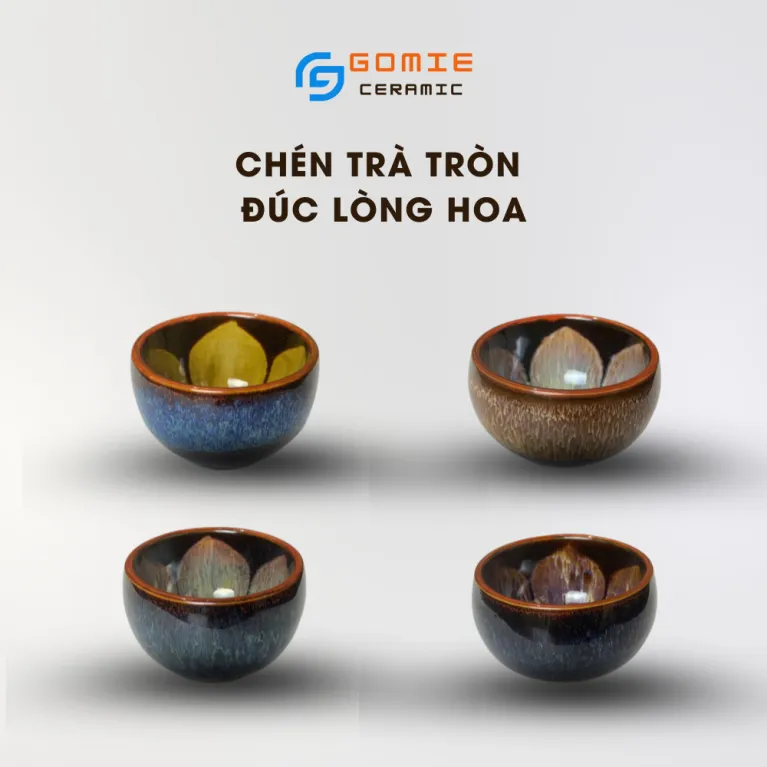 Chén Trà Đúc Lòng Hoa Men Hỏa Biến, Gốm Sứ Bát Tràng, Chén Uống Trà, Chén Chè Gốm Sứ, Gốm Việt Nam, Gốm Đúc Lòng Hoa Độc Đáo, Quà Tặng Tinh Tế