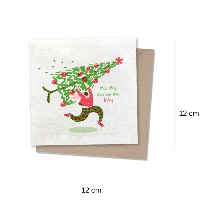 The "Chúc Bạn Được Thông" Christmas Card brings funny Christmas wishes, featuring a cheerful paper design that doubles as a festive postcard, perfect for Christmas decorations and unique Christmas gifts.