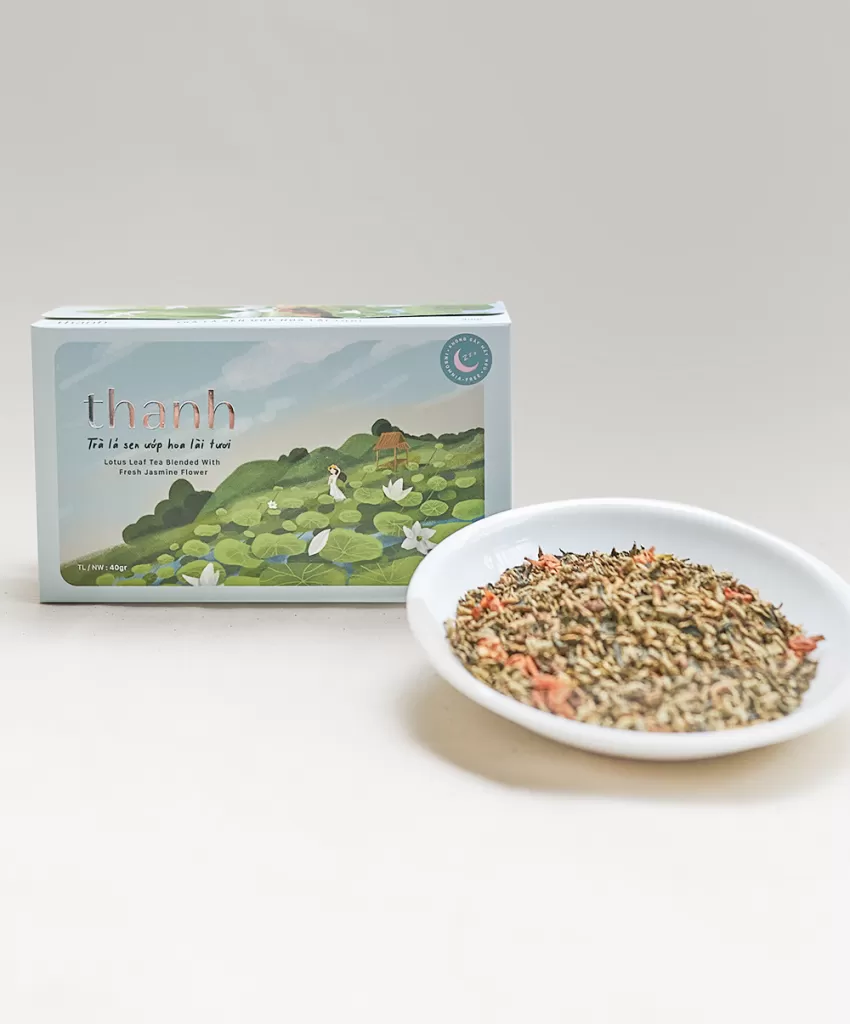 "Thanh" Lotus Leaves And Jasmine Tea, Bag Of 40G, Vietnamese Lotus Leaf Tea, Herbal Tea, Jasmine Scented Tea, Delightful Jasmine Aroma