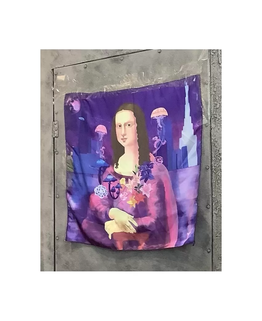 Mona Lisa Satin Scarf, Handmade Tote Bag, Mona Lisa Image, Elegant And Alluring Style, Fashion Accessory