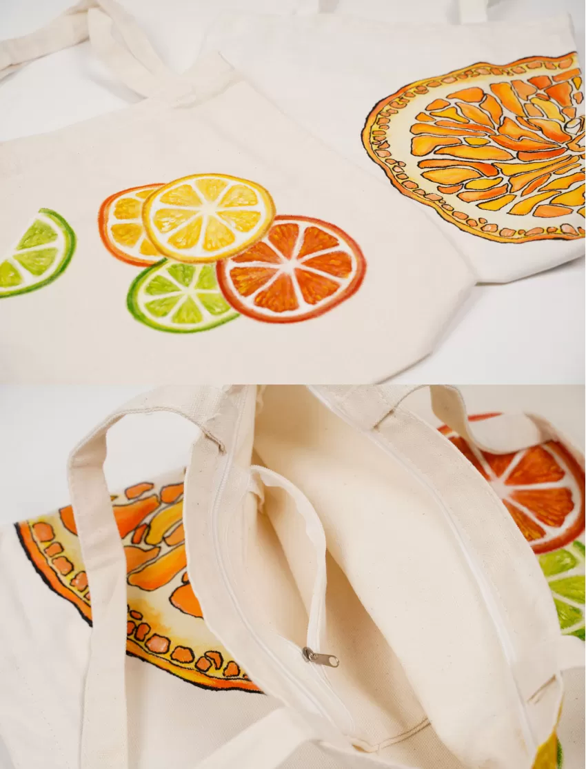 Hand-drawn Tote Bags - Fruits