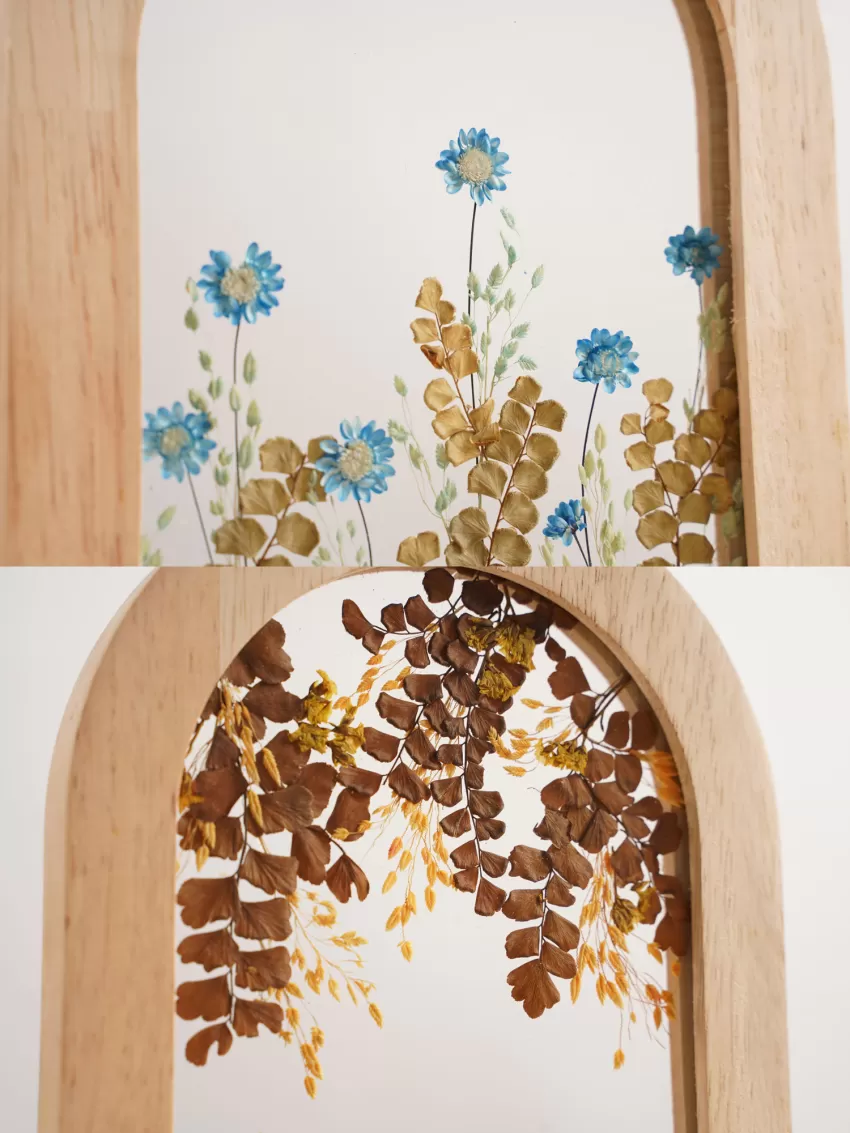 Pressed Flower Domed Window Wooden Frame