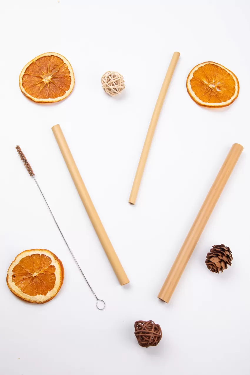 Bamboo Straws & Cleaning Brush, Easy to Clean and Maintain, Free from Harmful Substances, Reusable, Environmentally Friendly