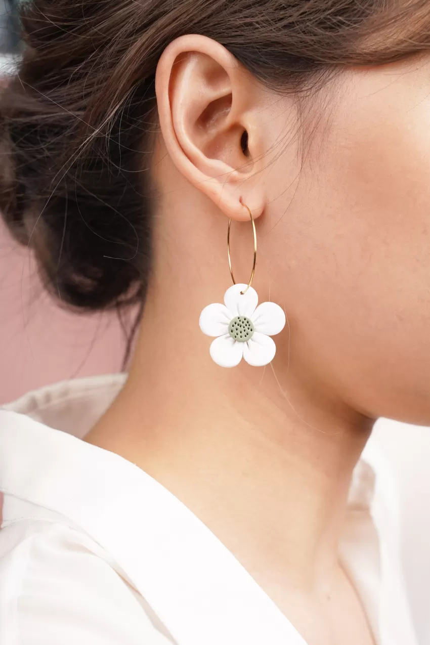 Flower Clay Earrings, Unique And Eye-Catching Design, Adorable Feminine Style, Sweet Colors, Durable Terracotta Material