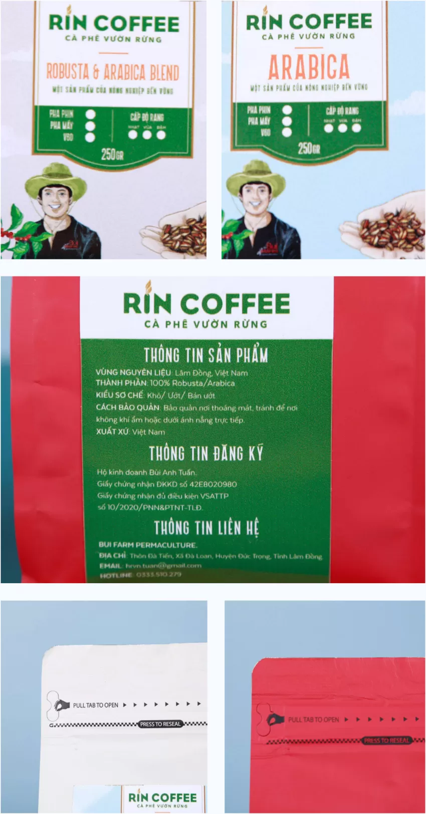 Roasted Coffee Beans, 250Gr, Hand Roasted Beans, Lâm Đồng Coffee, Vietnamese Coffee, Organic Coffee, Sustainable Farm, Natural Farming