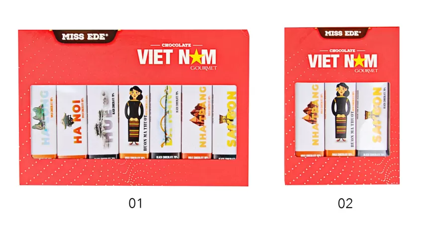 Socola Việt Nam, Set 3 Thanh & Set 7 Thanh, Hộp Socola, Socola Việt Nam, 100% Cacao từ Tây Nguyên, Combo Quà Tặng