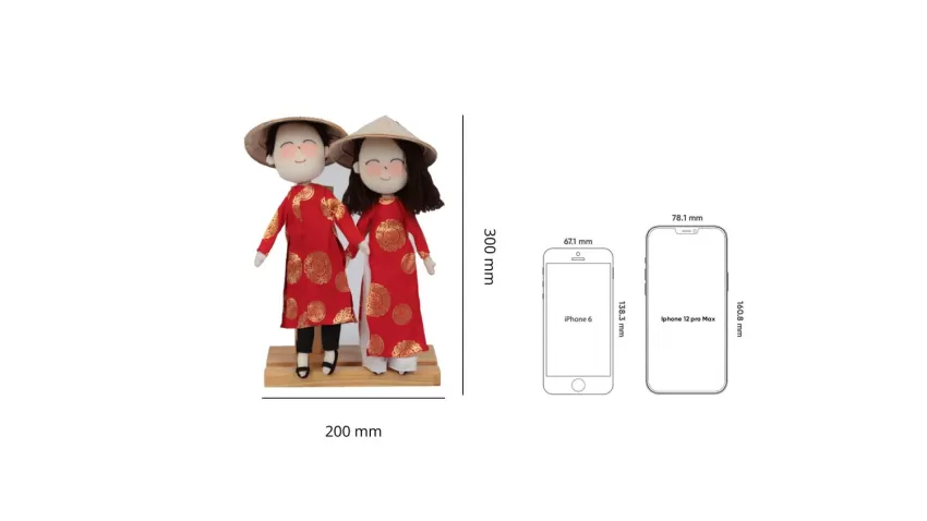 Groom And Bride Art Doll In Ao Dai, Intricate Design, Compact Size and Easy Storage, Meaningful and Unique Gift