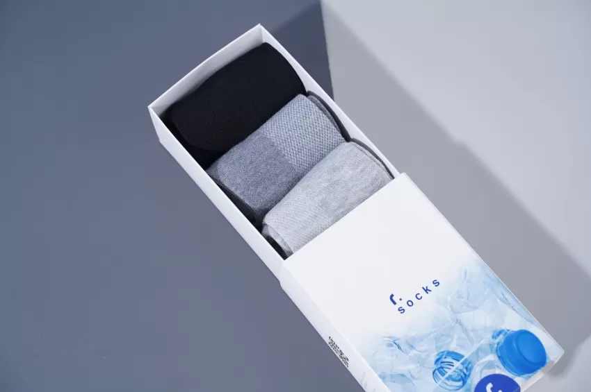 Tai Xinh Crew Socks, Box Of 3 Pairs, High-Cut Socks, Thick Mid-Calf Socks, Socks Made From Recycled Plastic, Mid-Calf Recycled Socks