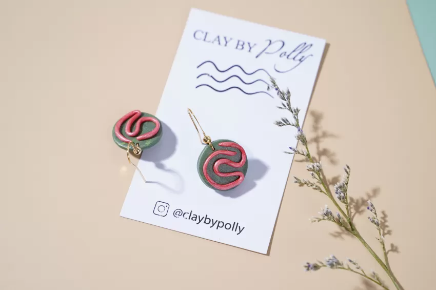 Tropical Watermelon Clay Earrings,  Summer Daytime Style, 18k Gold-Plated Stainless Steel Hooks, Accentuates Facial Features