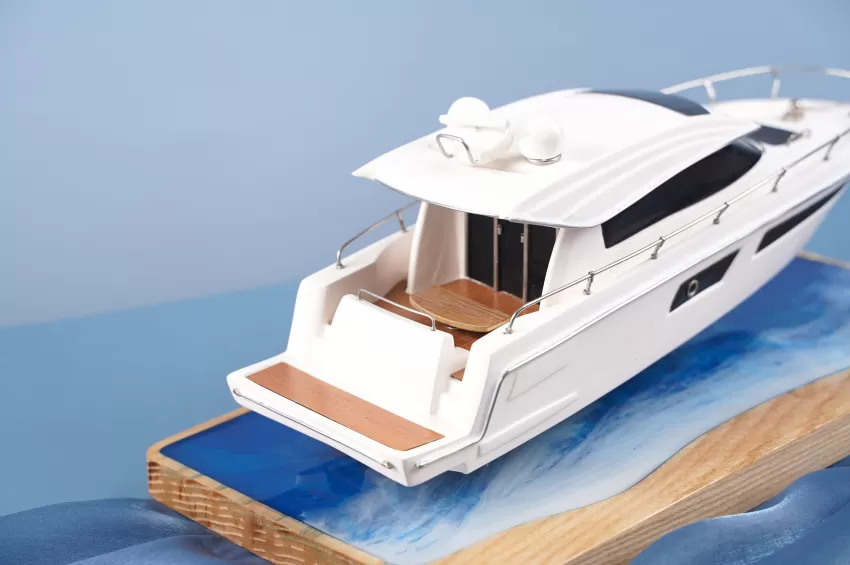 Luxury Mini Yacht Model On Epoxy Sea