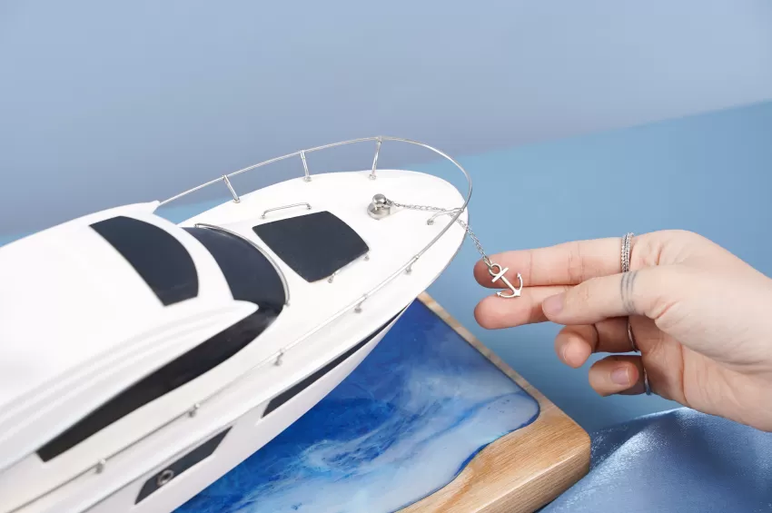 Luxury Mini Yacht Model On Epoxy Sea