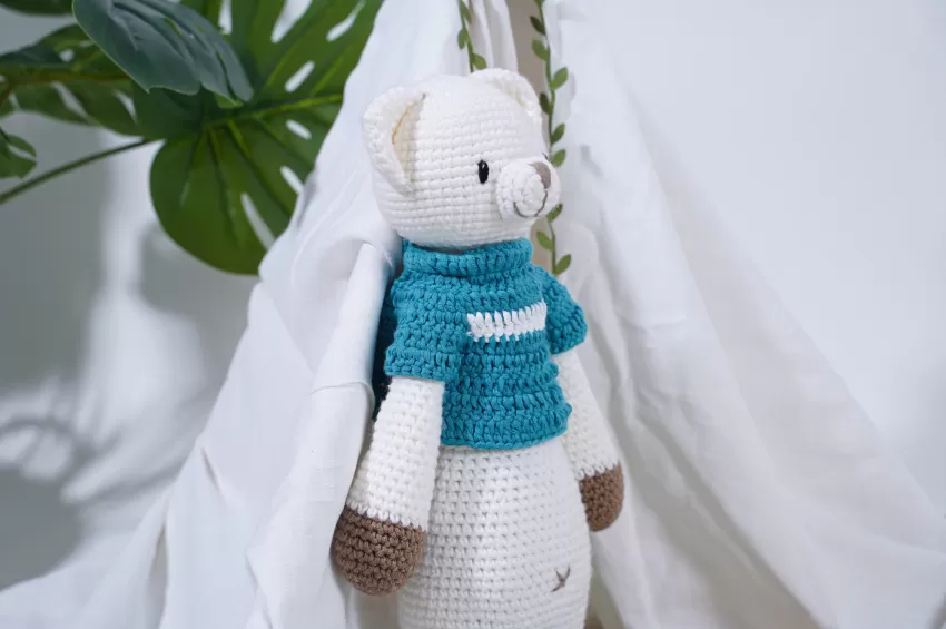 Crochet Stuffed Standing Bobbie Bear, Large Size