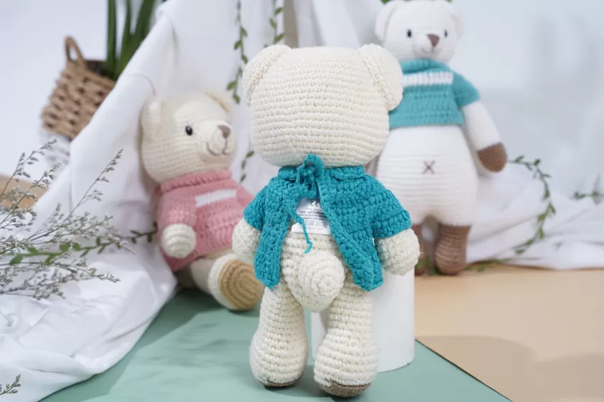 Crochet Stuffed Playful Standing Bobbie Bear