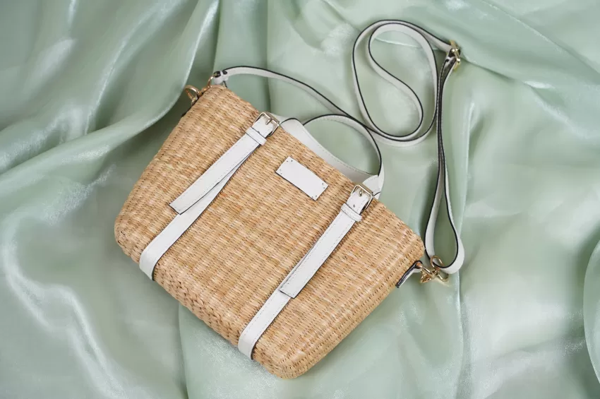 Bulrush Bag With White Strap