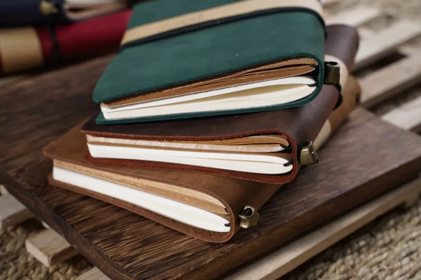 Two-Section Leather-Bound Notebook
