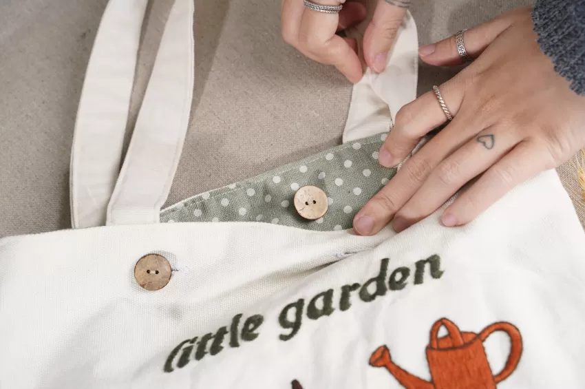 'Little Garden' Embroidered Linen Tote Bag