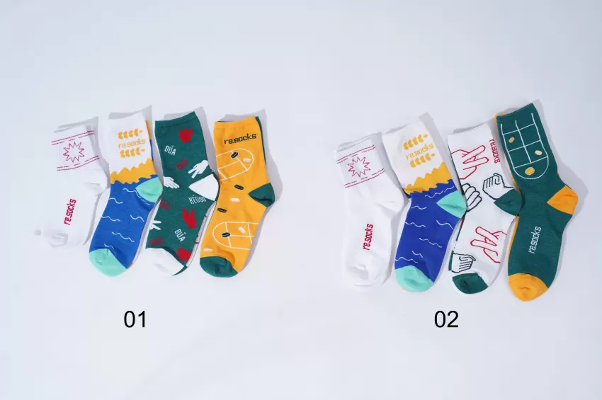 Recycled Socks Collection - The Country, Breathable Socks, Recycled Material Socks, Thick High-Cut Socks, Patterned High Sock